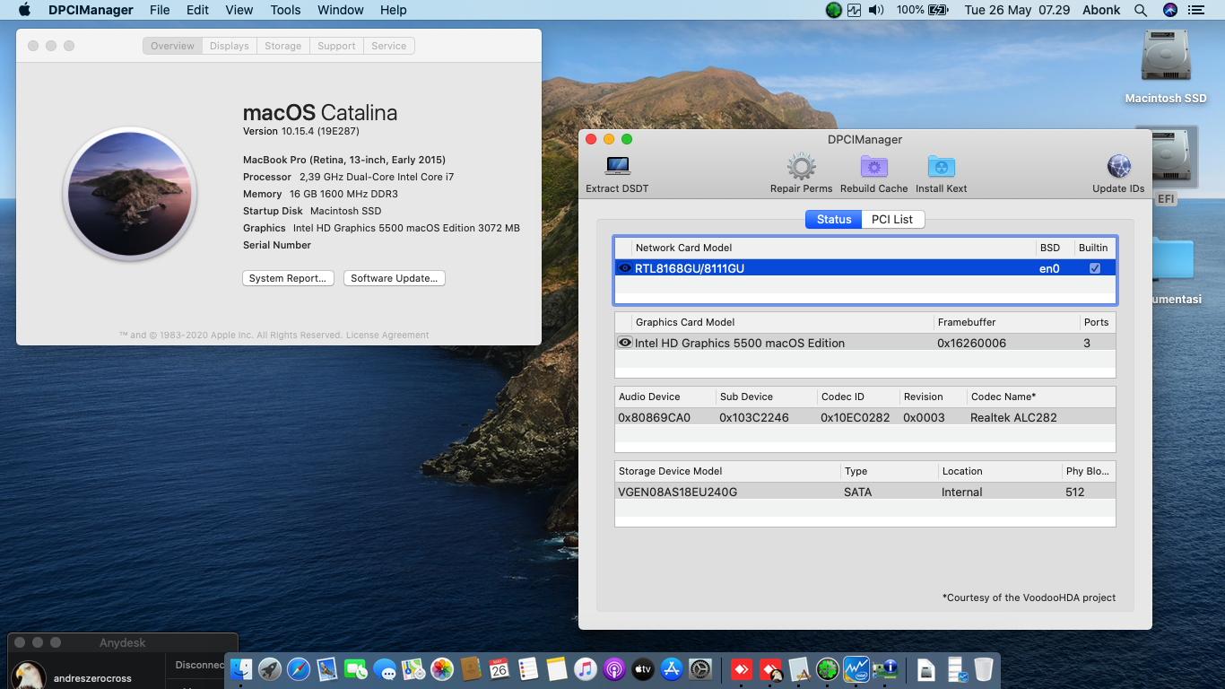 Success Hackintosh macOS Catalina 10.15.4 Build 19E287 in HP Probook 430 G2